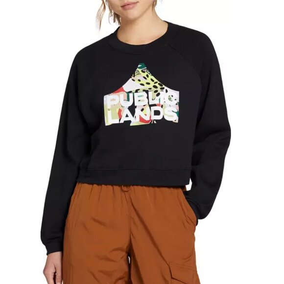 Public Lands Tops - NWT New Public Lands Women's Logo Fleece Raglan Shirt Medium M Black Sweatshirt